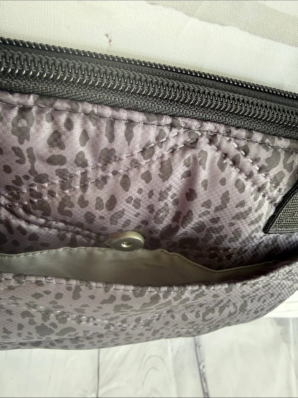 Baggallini Quilted Double Zip Anytime Crossbody in Charcoal Snakeskin Quilt - Picture 10 of 16